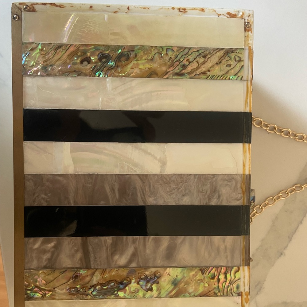 BCBG - Cressida Multi Color clutch with gold Strap